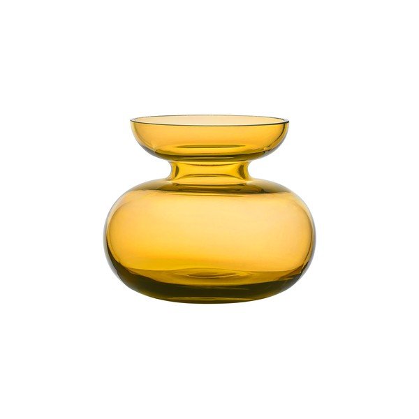 Oker rumena steklena ročno izdelana vaza (višina 9 cm) Inu – Zone