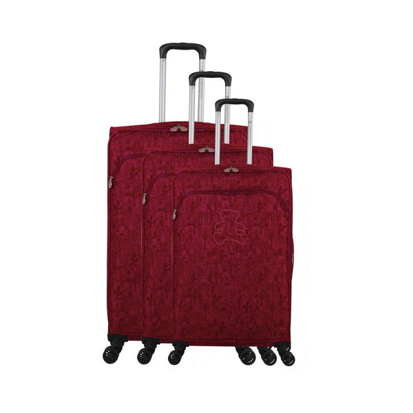 Komplet 3 kosov prtljage v bordo rdeči barvi na 4 kolesih Lulucastagnette Casandra