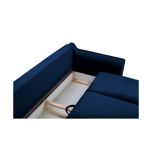 Modra žametna raztegljiva zofa Kooko Home Basso-image-1