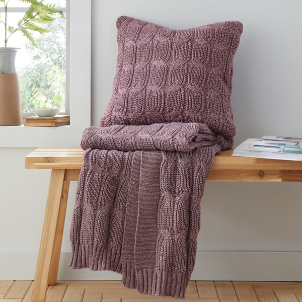Roza/bela pletena odeja 130x170 cm Chunky Marl Knit – Catherine Lansfield-image-3
