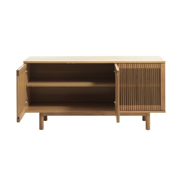 Nizka komoda v hrastovem dekorju v naravni barvi 143x70 cm Tiber – Unique Furniture-image-4