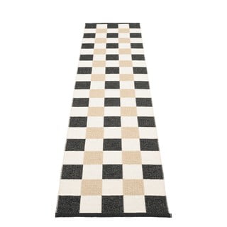 Črn/kremno bel zunanji in notranji tekač 70x300 cm Pix Black Vanilla – Pappelina