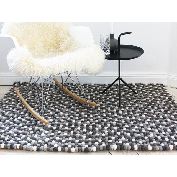 Sivo-bela preproga iz volnenega filca Wooldot Ball Rugs, 100 x 150 cm-image-1