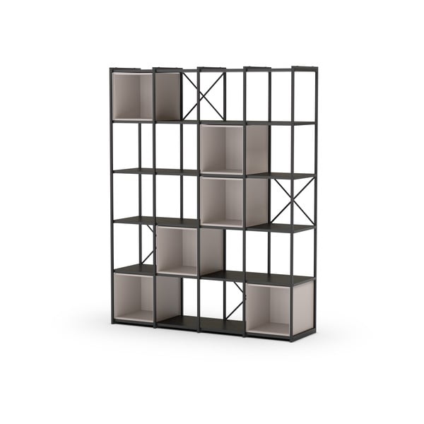 Črn in kremno bel regal 140x179 cm Anya – Marckeric-image-2