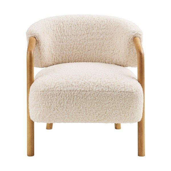 Kremno bel fotelj iz tkanine bouclé Dakar – House Nordic-image-4