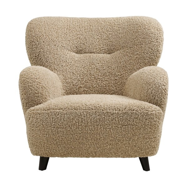 Svetlo rjav fotelj iz tkanine bouclé Lunaro – House Nordic-image-2