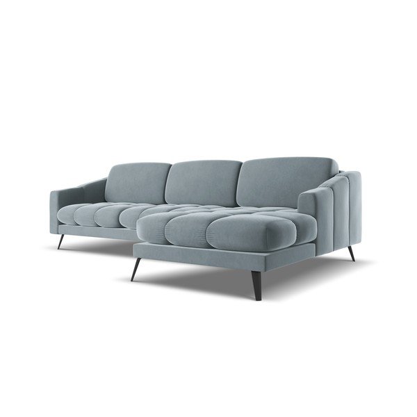 Svetlo modra žametna kotna sedežna garnitura (desni kot) Nalu – Makamii-image-3