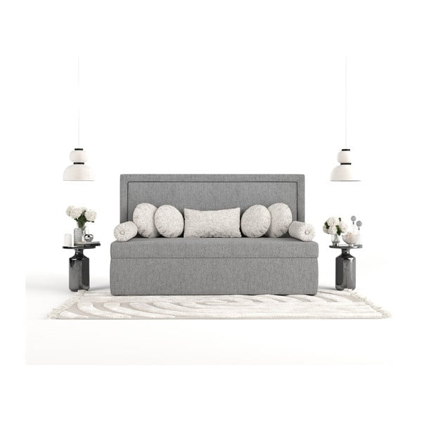 Siva oblazinjena postelja 100x200 cm Scala – Maison de Rêve-image-3