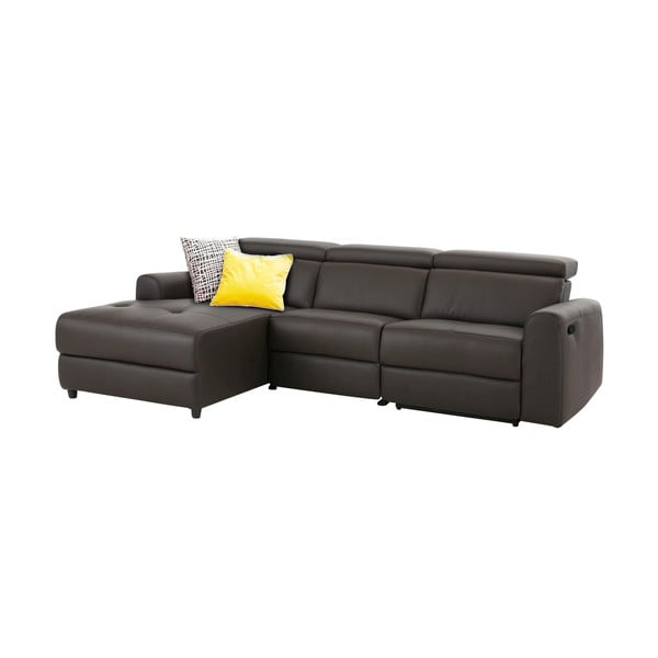 Temno rjava usnjena kotna sedežna garnitura (levi kot) Capena – Støraa-image-2