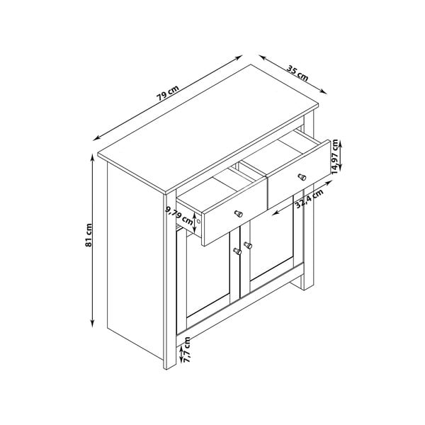Siva/naravna nizka komoda v hrastovem dekorju 79x81 cm Emerald – Støraa-image-3