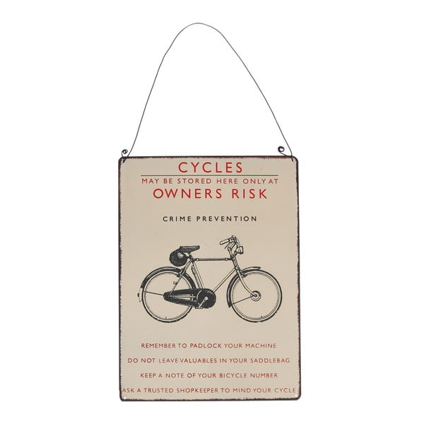 Kovinski dekorativni znak 17x23 cm Retro Bicycle – Rex London