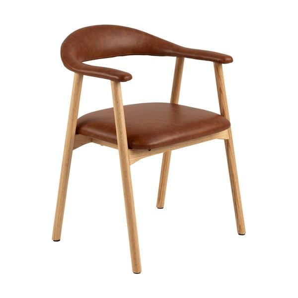 Jedilni stoli v kompletu 2 ks iz umetnega usnja v konjak rjavi in naravni barvi Addi – Actona