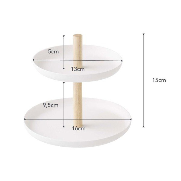 Belo stojalo z 2 posodama za shranjevanje in detajli iz bukovega lesa YAMAZAKI Tosca-image-3