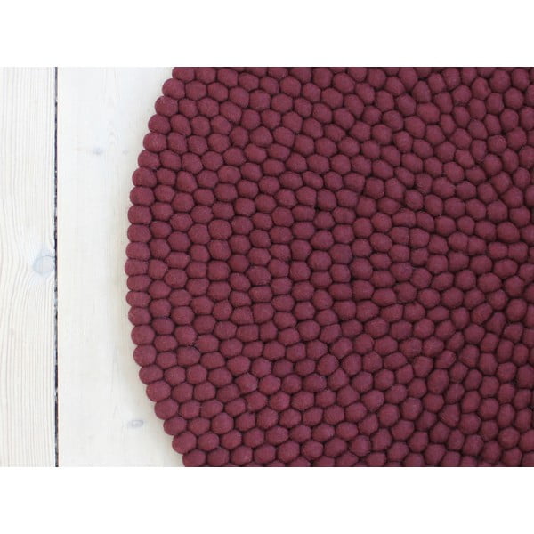 Temno češnjeva preproga iz volnenega filca Wooldot Ball Rugs, ⌀ 90 cm