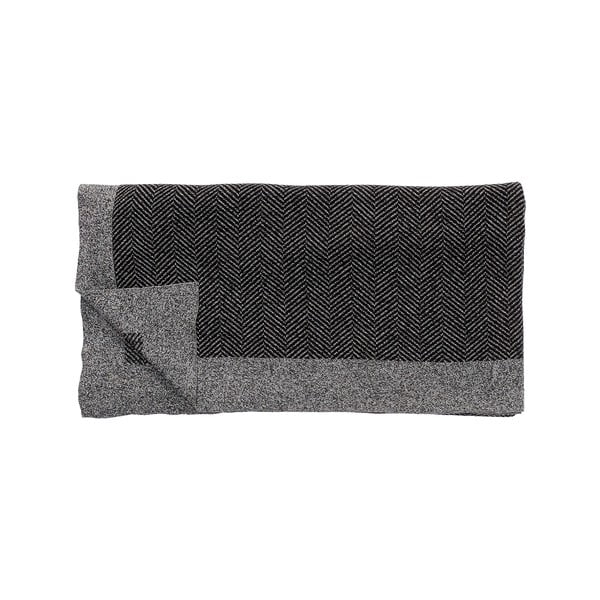 Črno-siva bombažna pletena odeja Hübsch Dust, 130 x 200 cm