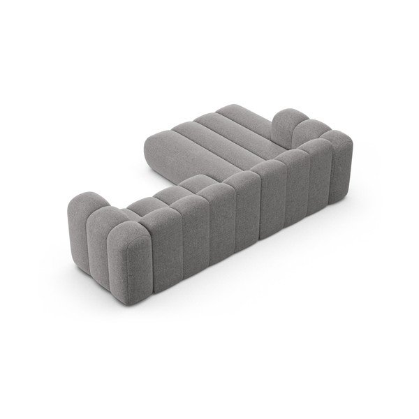 Siva kotna sedežna garnitura iz šenilje (levi kot/z ležalnikom) Lupine – Micadoni -image-3