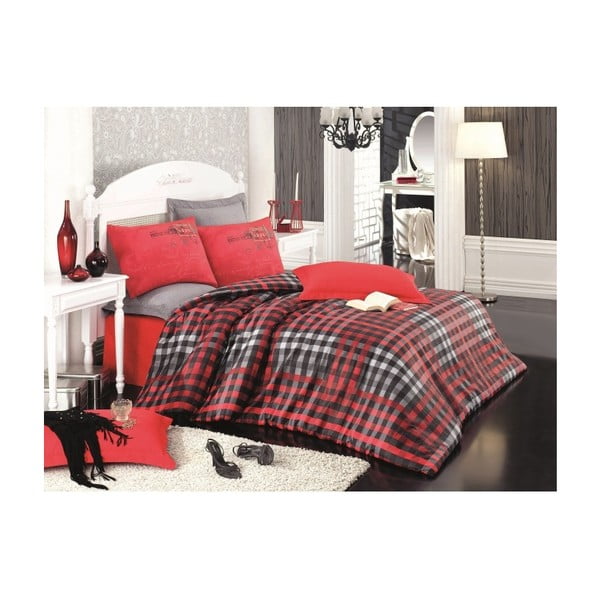 Rdeča posteljnina za zakonsko posteljo Piazza, 200 x 220 cm