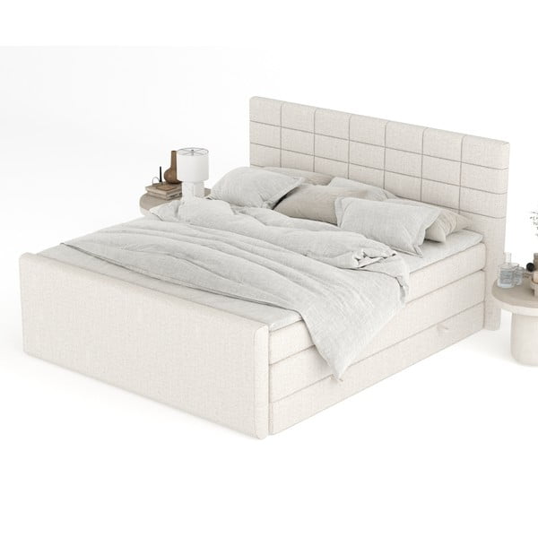 Bež boxspring postelja s prostorom za shranjevanje 140x200 cm Ava – Maison de Rêve-image-4