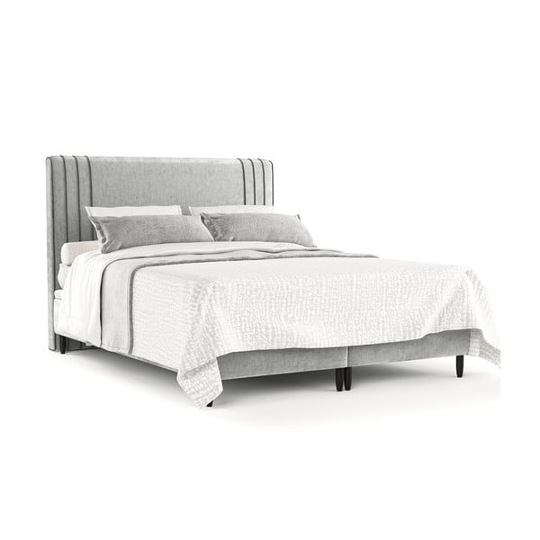 Siva oblazinjena zakonska postelja s prostorom za shranjevanje 140x200 cm Musca – Maison de Rêve-image-2