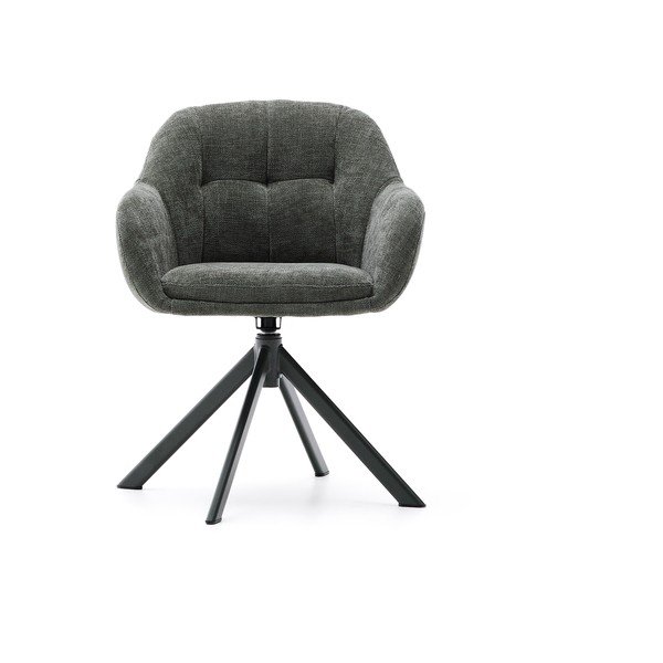 Temno zelen oblazinjen jedilni stol z nasloni za roke Dorina – Kave Home-image-3