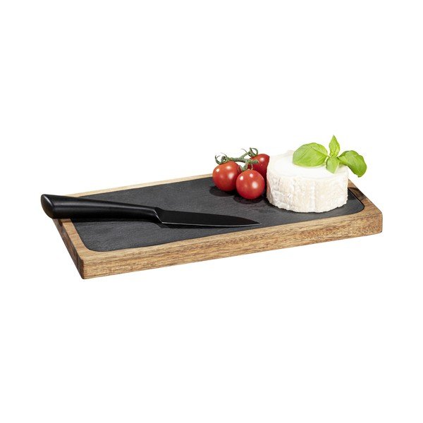 Črn/naraven lesen servirni krožnik 30x15 cm – Wenko-image-3