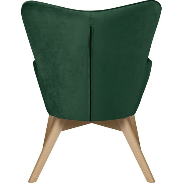 Temno zelen žameten fotelj z naslonjalom za noge Niko – Ropez-image-4