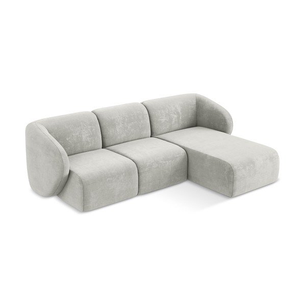 Svetlo siva kotna sedežna garnitura iz šenilje (desni kot/z ležalnikom) Lani – Makamii-image-2