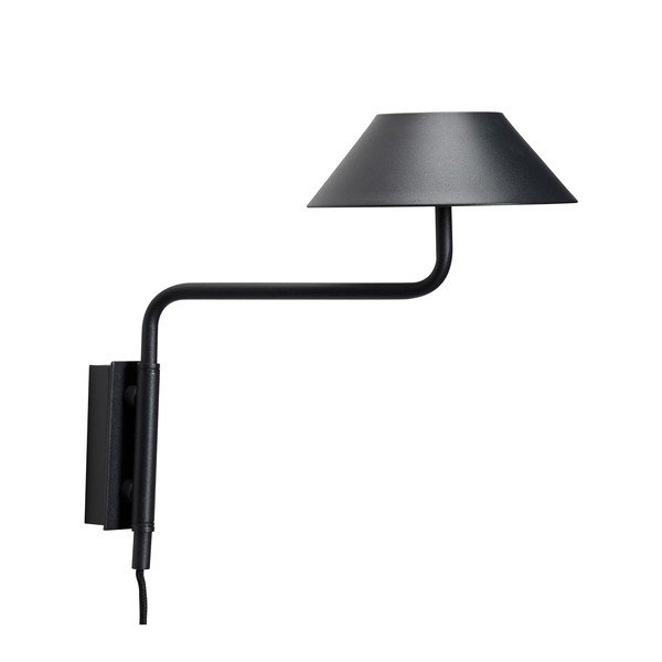Črna kovinska LED zatemnitvena stenska svetilka z vtikačem ø 30 cm Cover – Hübsch-image-3
