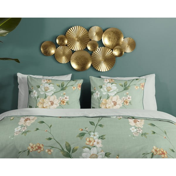 Zelena podaljšana posteljnina za zakonsko posteljo iz bombažnega satena 200x220 cm Sizena – Descanso-image-2