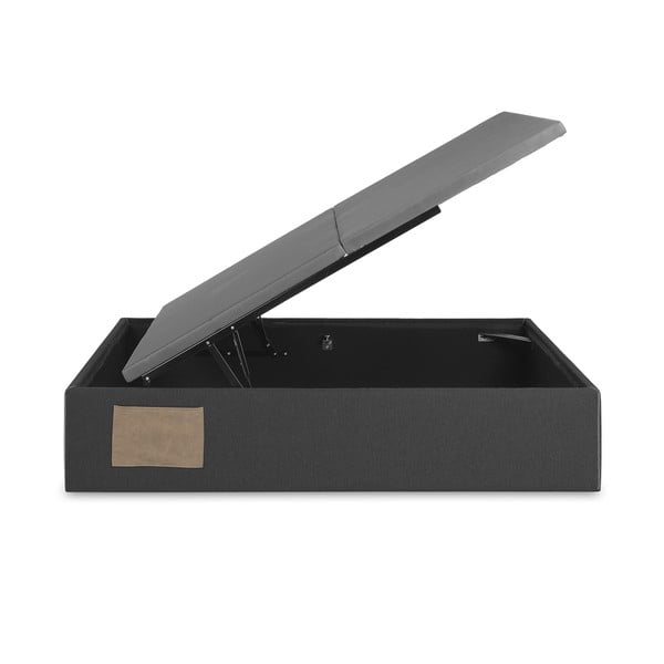 Črna oblazinjena zakonska postelja s prostorom za shranjevanje/brez vzglavja 140x190 cm Matters – Kave Home-image-3