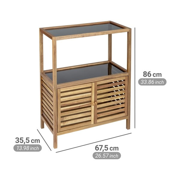 Črna/naravna nizka kopalniška omarica iz masivne akacije 67,5x86 cm Fondi – Wenko-image-2