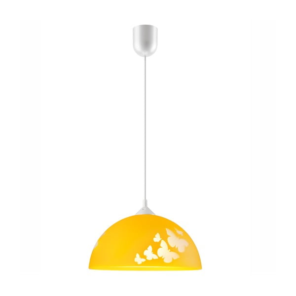Oker rumena otroška svetilka s steklenim senčnikom ø 30 cm Mariposa – LAMKUR