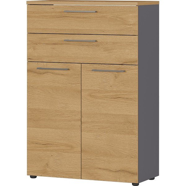 Antracitno siva visoka komoda v hrastovem dekorju 80x120 cm Agenda - Germania-image-1