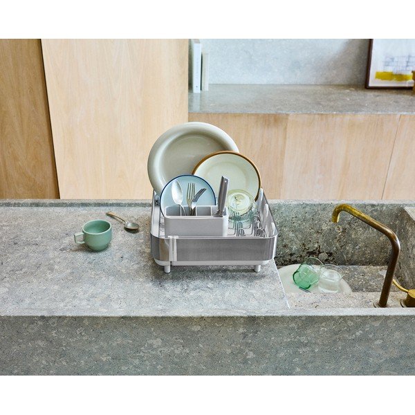 Plastičen nastavljiv odcejalnik posode v srebrni barvi 35,5x38 cm Extend Steel Plus – Joseph Joseph-image-1
