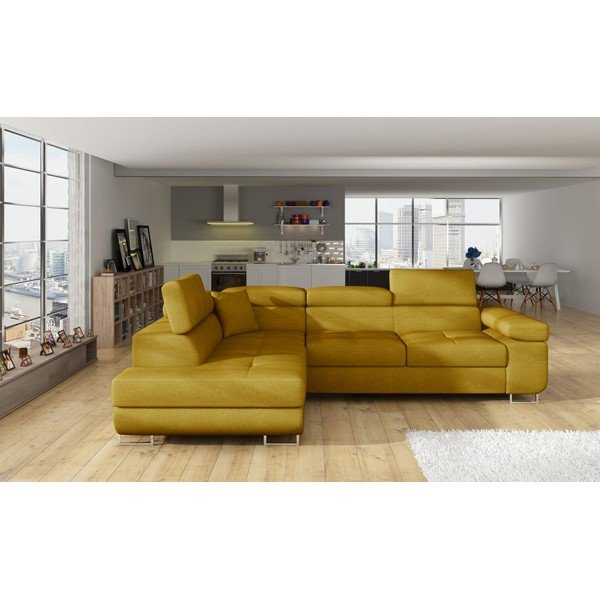 Rumena raztegljiva/s prostorom za shranjevanje kotna sedežna garnitura (levi kot/v obliki črke L) Anton – ELTAP-image-1