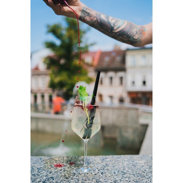 Komplet 6 črnih steklenih slamic za pitje Vialli Design, dolžina 20 cm-image-1