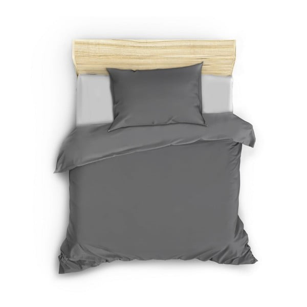 Temno siva posteljnina za zakonsko posteljo iz bombažnega satena 200x200 cm – Mijolnir