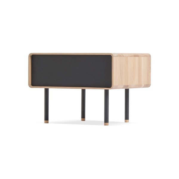 Nočna omarica iz hrastovega lesa s črnim predalom Gazzda Fina-image-2