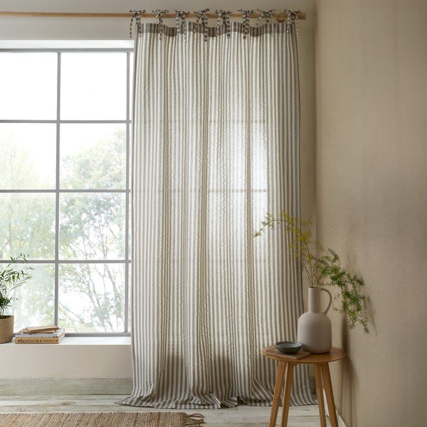 Siva zavesa 140x229 cm Zanzibar Woven Stripe – Pineapple Elephant-image-1