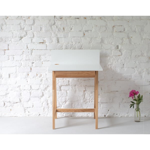 Bela pisalna miza s podnožjem iz jesenovega lesa Ragaba Luka, dolžina 65 cm-image-1