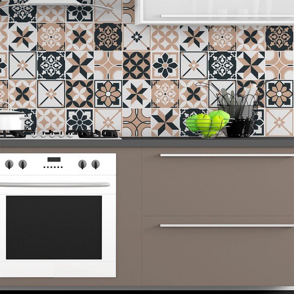 Komplet 24 stenskih nalepk Ambiance Azulejos Aldonio, 15 x 15 cm-image-3