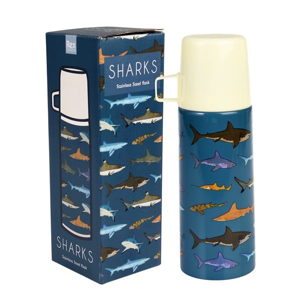 Modra otroška termovka 350 ml Sharks – Rex London-image-4