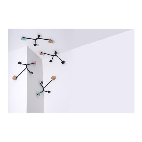 Črn stenski obešalnik z detajlom v barvi mete Gazzda Hook-image-4