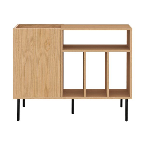 Črna nizka komoda za gramofonske plošče v hrastovem dekorju 100x80 cm Viny - TemaHome-image-3