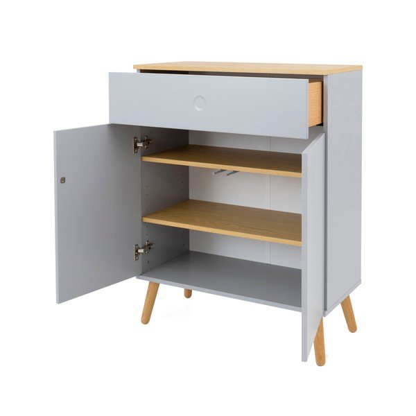 Siva komoda z nogami iz hrastovega lesa Tenzo Dot, širina 79 cm-image-3