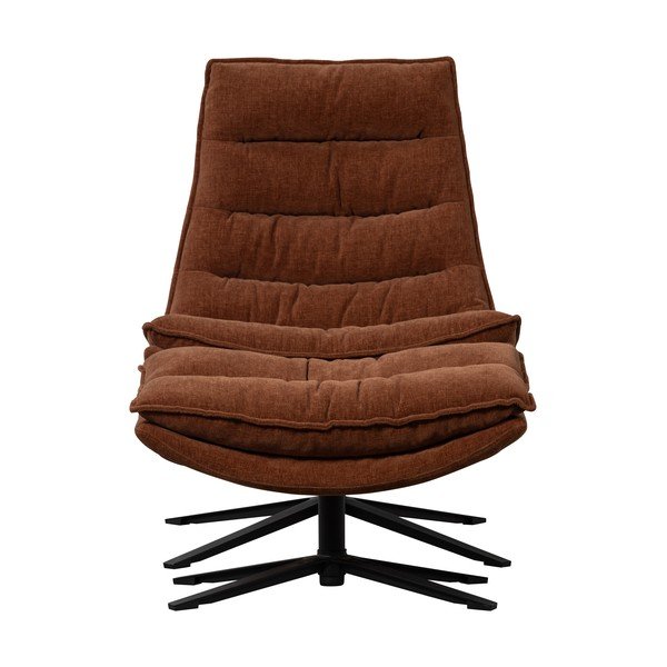 Rjav vrtljiv fotelj z naslonjalom za noge iz šenilje Kube – WOOOD-image-3