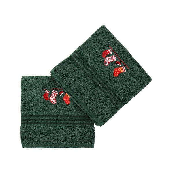 Komplet 2 brisač Corap Green Socks, 50 x 90 cm