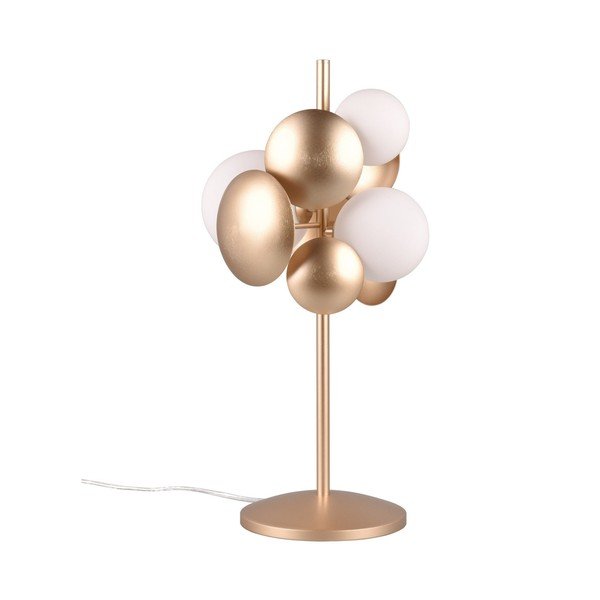 Bela/zlata namizna svetilka s steklenim senčnikom (višina 50 cm) Bubble – Trio Select
