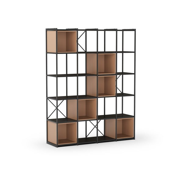 Črn in opečnato oranžen regal 140x179 cm Anya – Marckeric-image-2