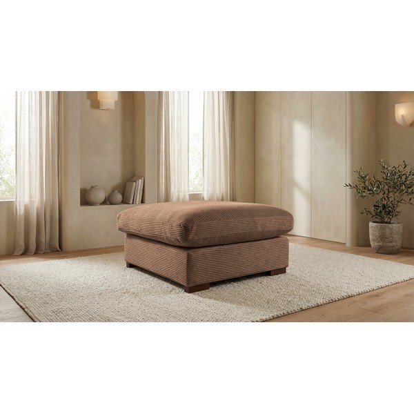 Svetlo rjav tabure iz rebrastega žameta Comfy – Scandic-image-1
